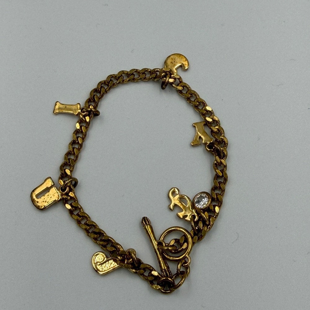Juicy Couture‎ Charm Bracelet Womens OS Gold Good Ransom Note Y2K YJRUOB21